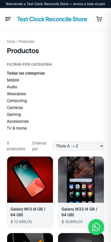 Marketplace — catálogo en celular