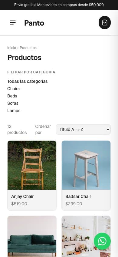 Panto — catálogo en celular